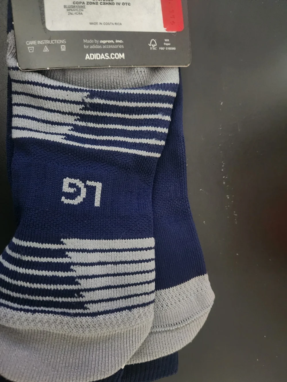 ADIDAS Navy & White Copa Zone Soccer  Athletic Crew Socks - L